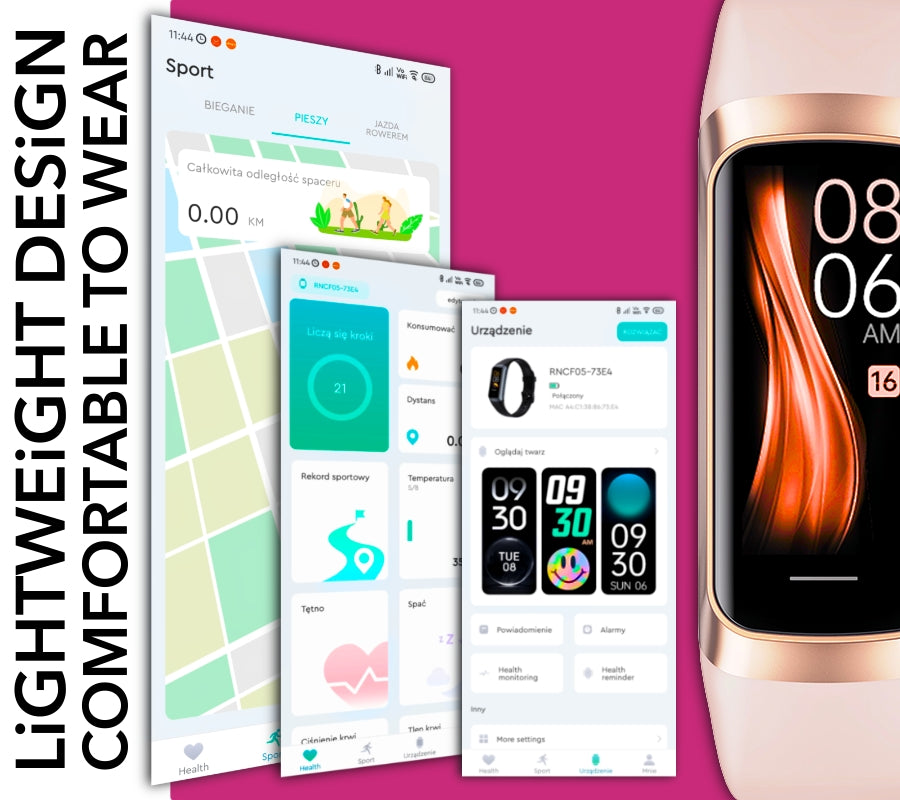 Smartband Damski RUBICON RNCF05 Rose Gold/Berry SMARUB214