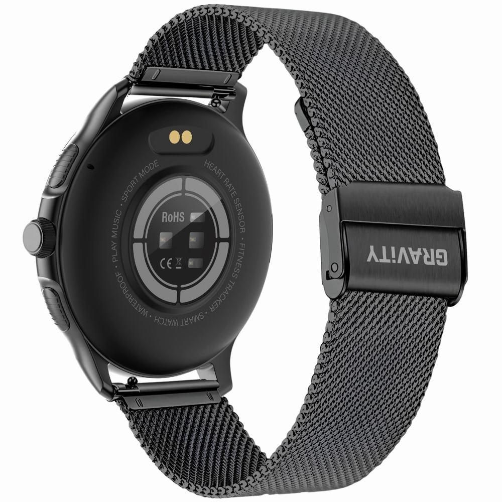 Smartwatch Damski GRAVITY GT12-1 Czarny Pasek Silikonowy + Czarna Bransoleta