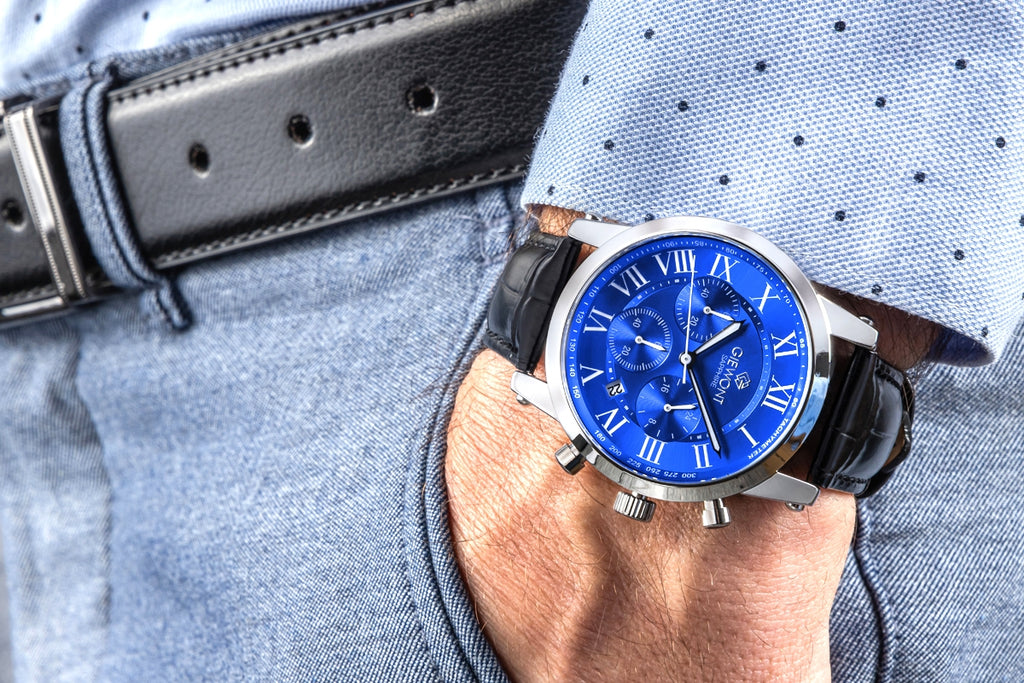Zegarek Męski Giewont Chronograph Sapphire Srebrno Niebieski GW6260-A4