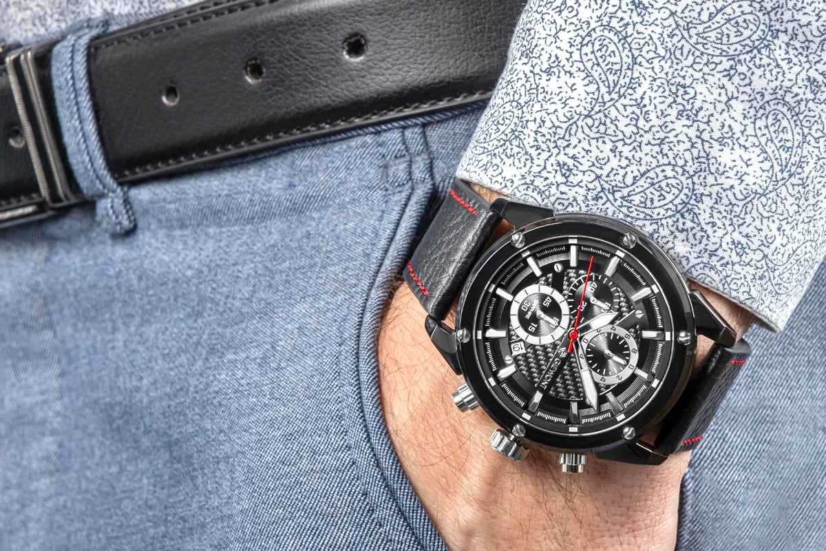 Zegarek Męski Giewont Chronograph Sapphire Czarny GW8810-A1