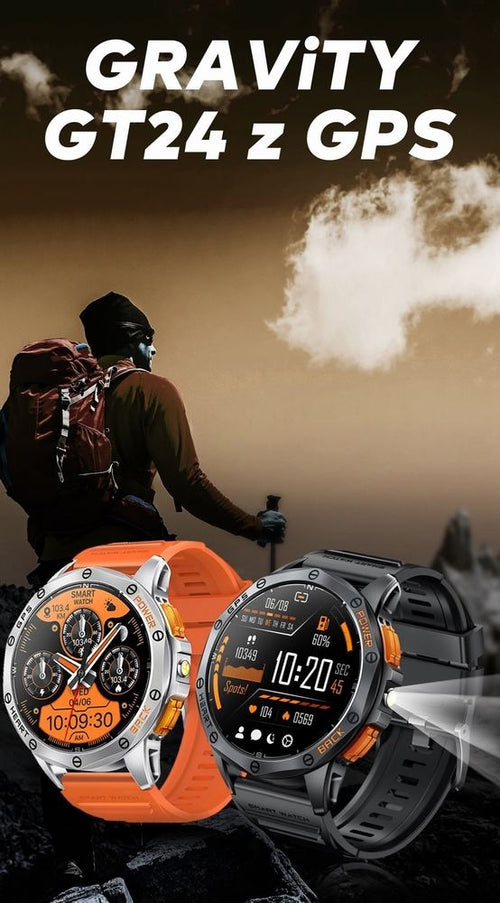 Smartwatch Męski GRAVITY GPS GT24-2 Czarny Pasek Silikonowy + Biały Pasek Silikonowy