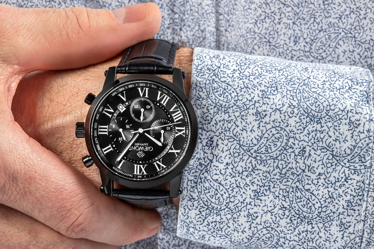 Zegarek Męski Giewont Chronograph Sapphire Czarny GW6260-A3