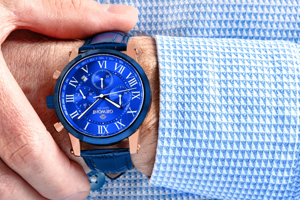 Zegarek Męski Giewont Chronograph Sapphire Miedziano Niebieski GW6260-A5