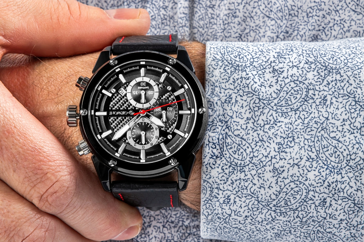 Zegarek Męski Giewont Chronograph Sapphire Czarny GW8810-A1
