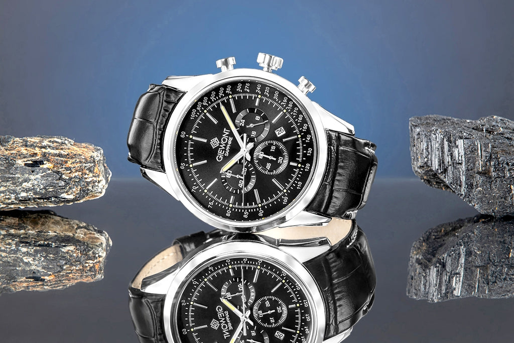 Zegarek Męski Giewont Chronograph Sapphire Srebrno Czarny GW7650-A2