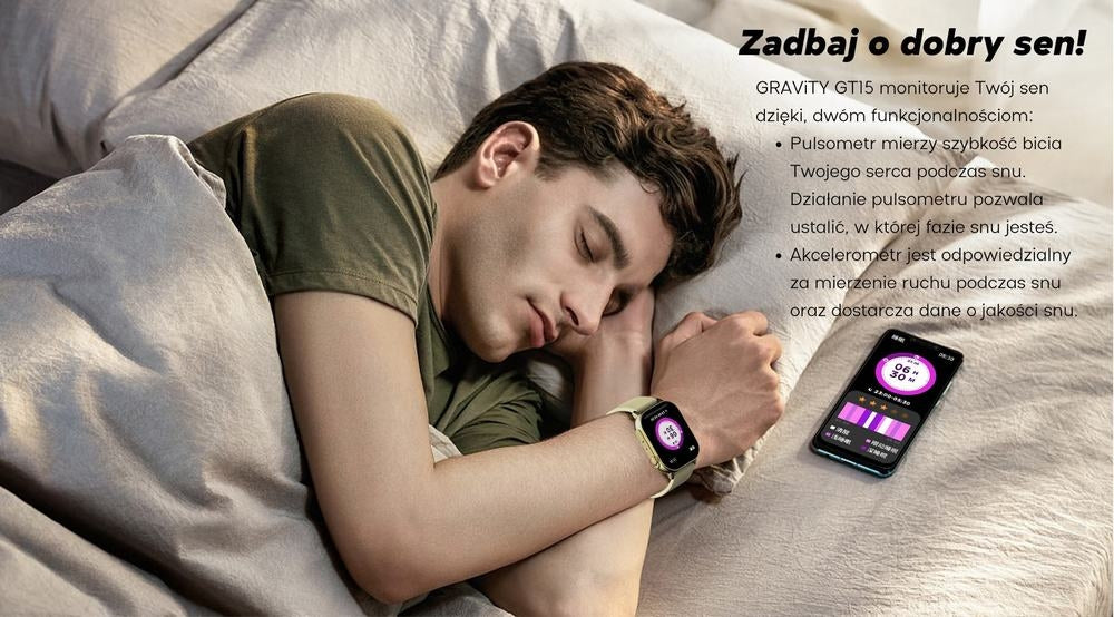 Smartwatch Damski GRAVITY GT15-12 Granatowy Pasek Silikonowy + Czarna Bransoleta