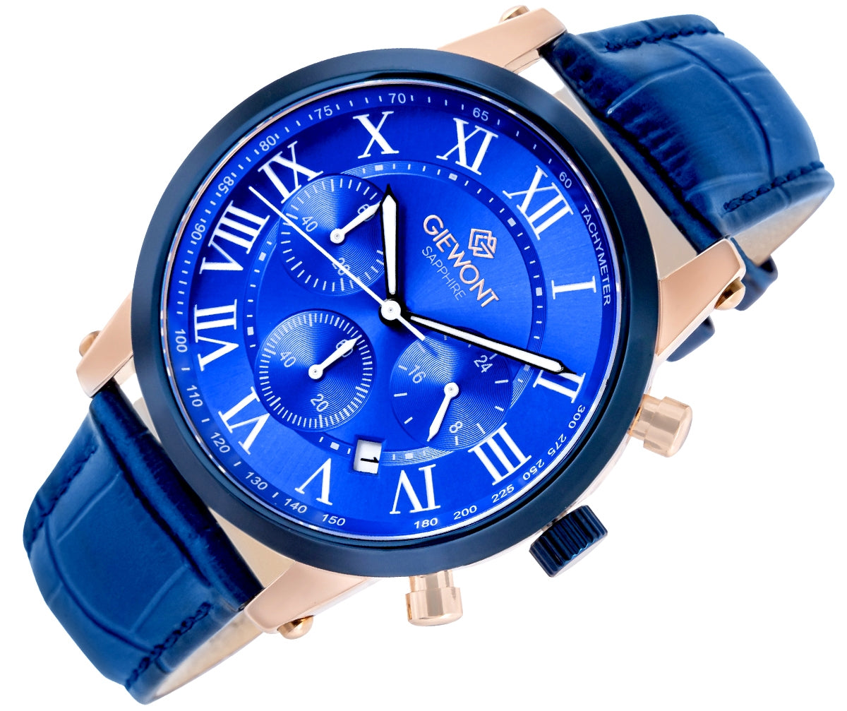 Zegarek Męski Giewont Chronograph Sapphire Miedziano Niebieski GW6260-A5
