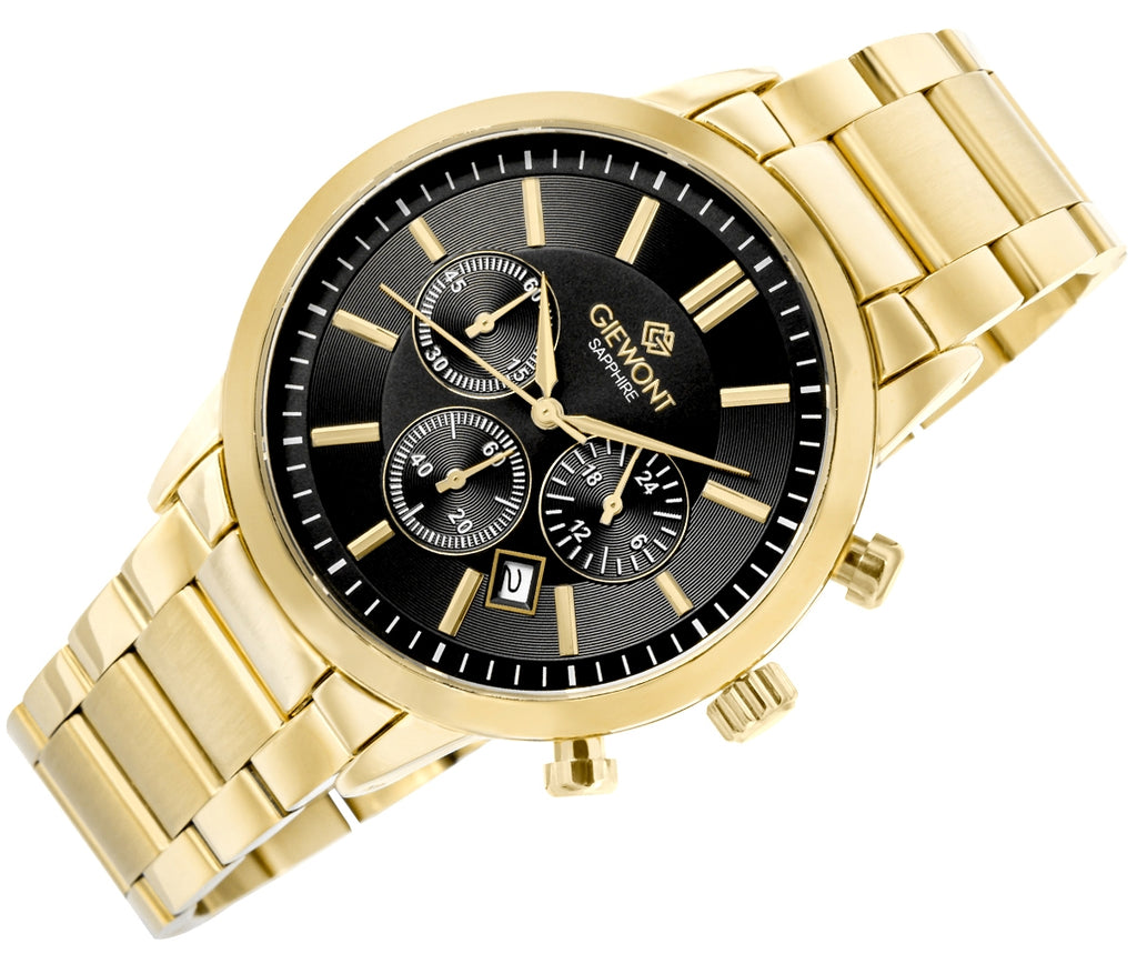 Zegarek Męski Giewont Chronograph Sapphire Złoto Czarny GW8510-B5