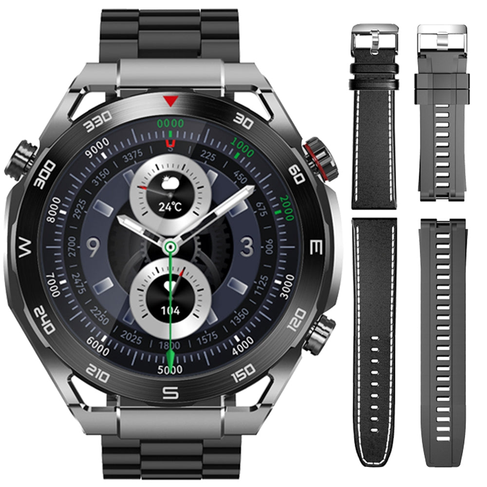 Smartwatch VELTORI VT100-1 + Czarny Pasek Silikonowy + Czarny Eko Skóra