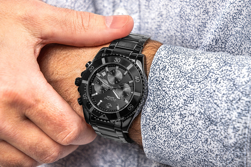 Zegarek Męski Giewont Chronograph Sapphire Czarno Tytanowy GW3970-B1