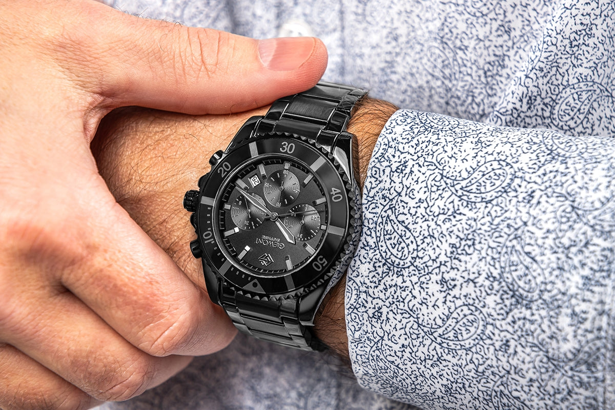 Zegarek Męski Giewont Chronograph Sapphire Czarno Tytanowy GW3970-B1