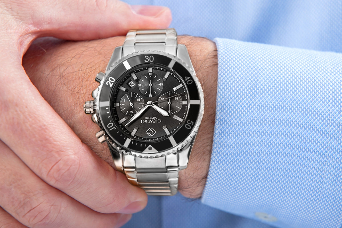 Zegarek Męski Giewont Chronograph Sapphire Srebrny GW3970-B2