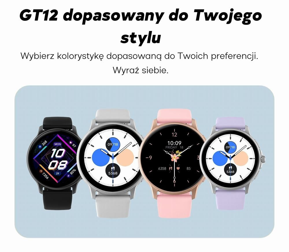 Smartwatch Damski GRAVITY GT12-3 Różowy Pasek Silikonowy + Bransoleta Różowe Złoto
