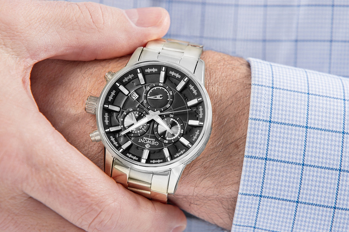 Zegarek Męski Giewont Chronograph Sapphire Srebrny GW4580-B2