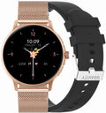 Smartwatch Damski GRAVITY GT12-4 Czarny Pasek Silikonowy + Bransoleta Różowe Złoto