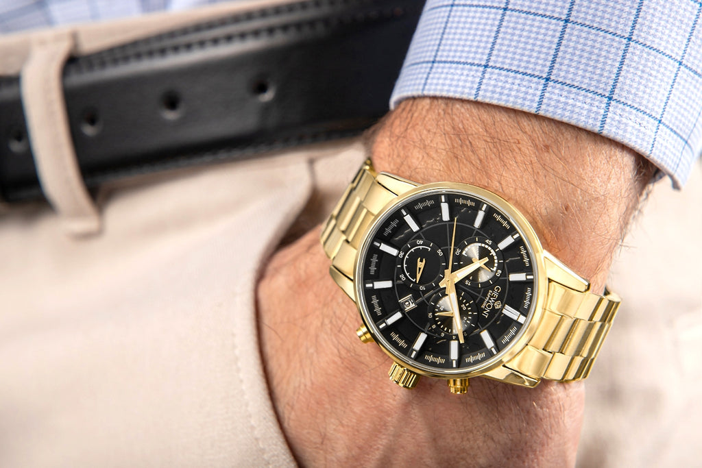 Zegarek Męski Giewont Chronograph Sapphire Złoto Czarny GW4580-B4