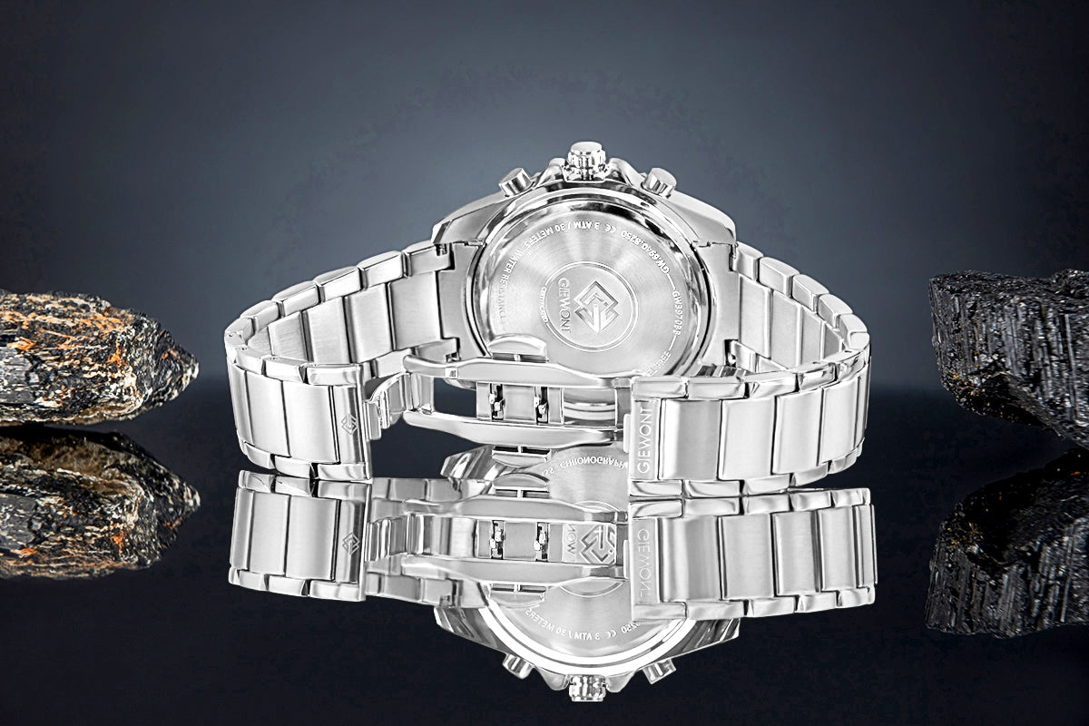 Zegarek Męski Giewont Chronograph Sapphire Srebrno Zielony GW3970-B8