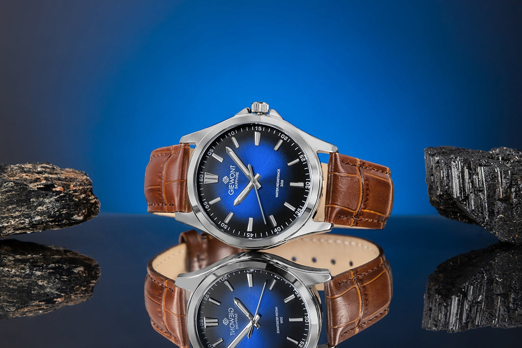 Zegarek Męski Giewont Elegance Sapphire Brązowo Niebieski GW5160-A7