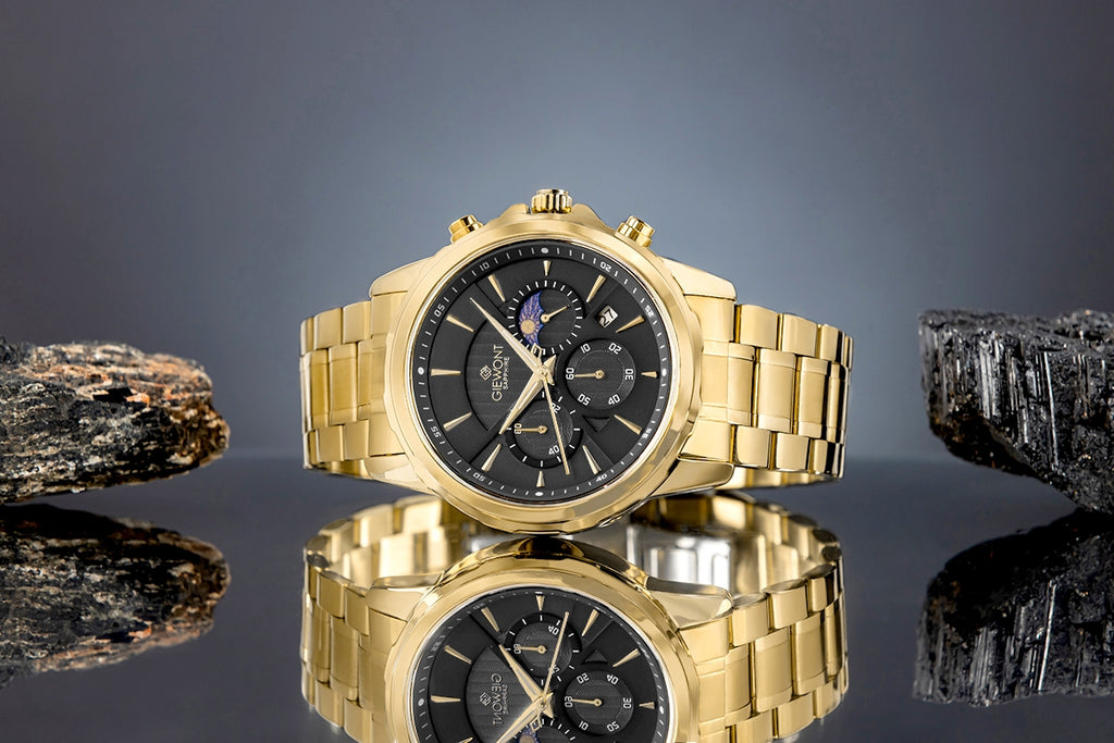 Zegarek Męski Giewont Chronograph Sapphire Złoto Czarny GW9460-B4