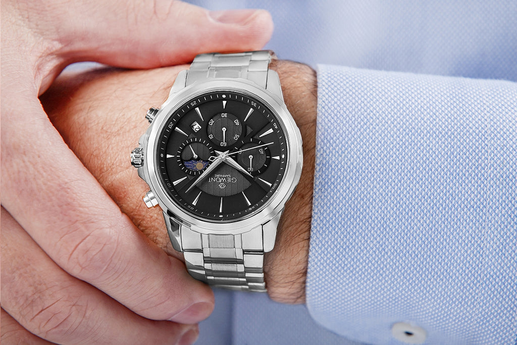 Zegarek Męski Giewont Chronograph Sapphire Srebrny GW9460-B2
