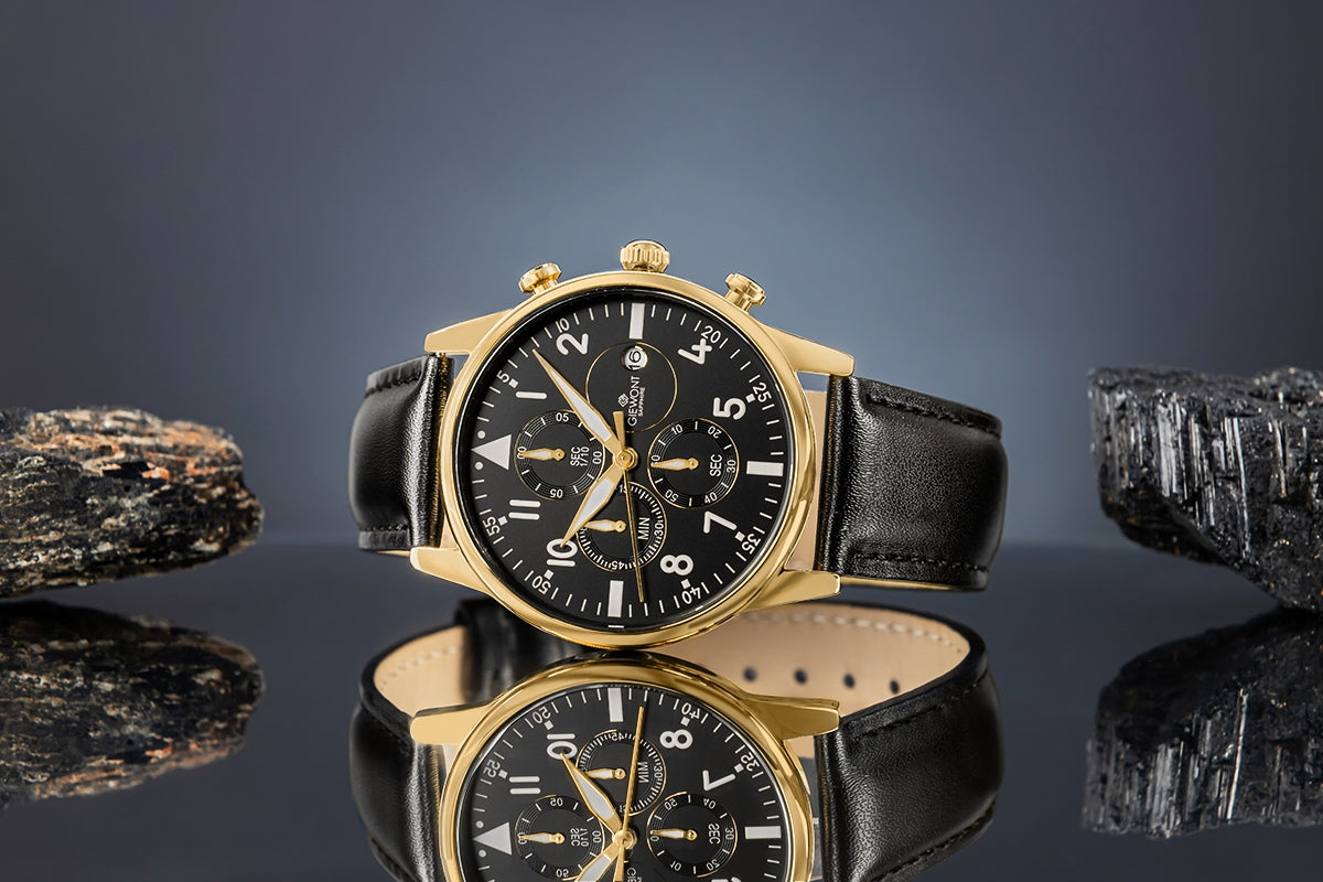 Zegarek Męski Giewont Chronograph Sapphire Czarno Złoty GW5630-A4