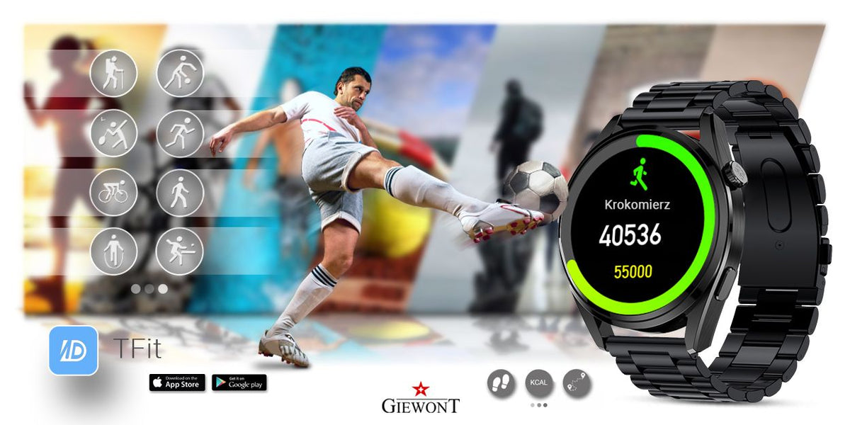 Smartwatch GIEWONT Vertex SmartCall GW450-2 Carbon/Carbon Leather