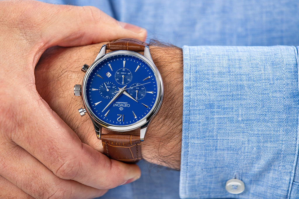 Zegarek Męski Giewont Chronograph Sapphire Brązowo Niebieski GW6310-A5
