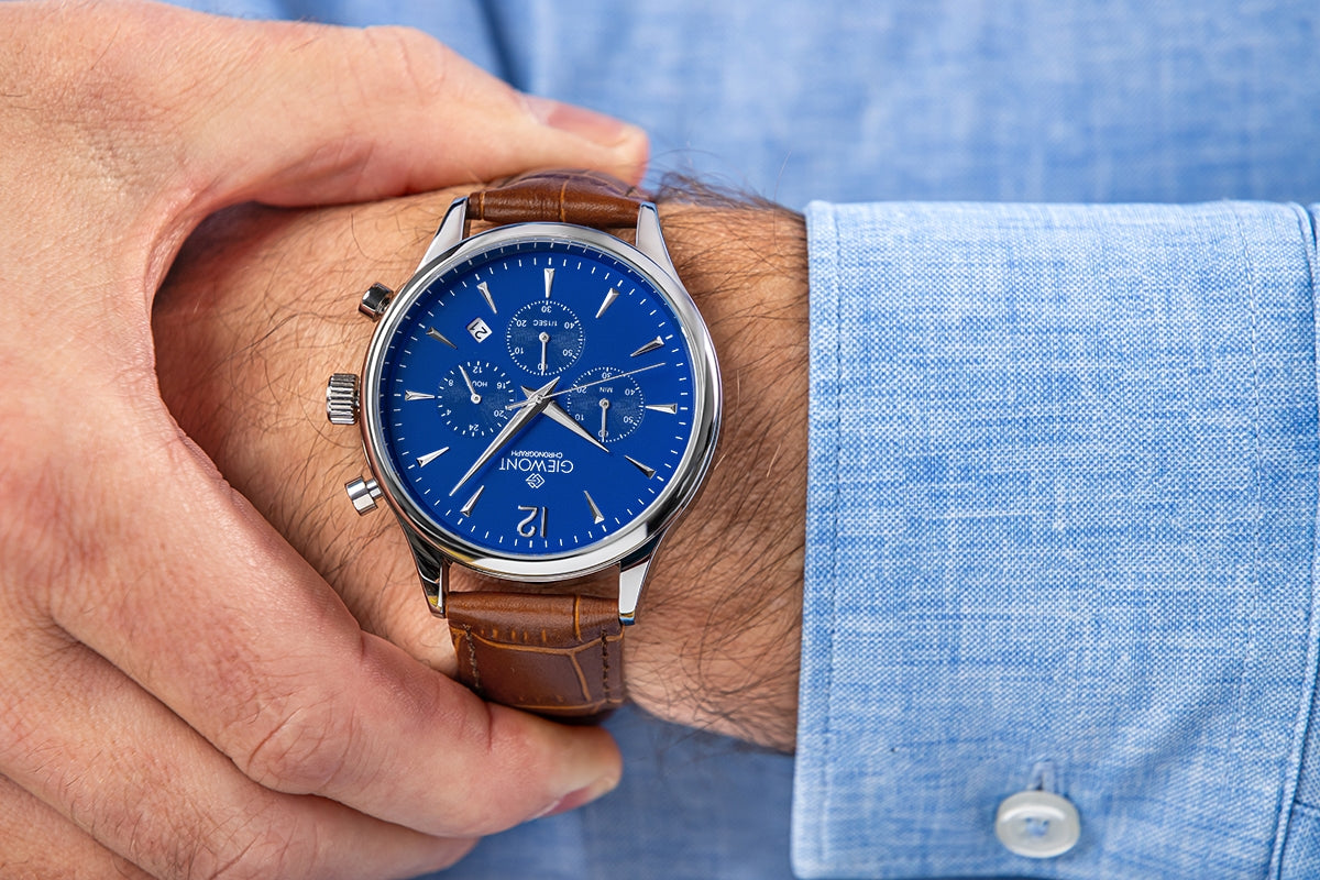 Zegarek Męski Giewont Chronograph Sapphire Brązowo Niebieski GW6310-A5