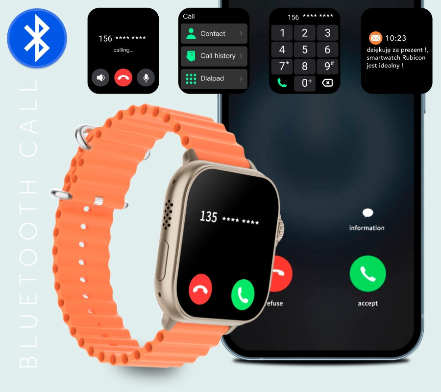 Smartwatch Męski RUBICON RNCF17 Tytan/Black SMARUB268