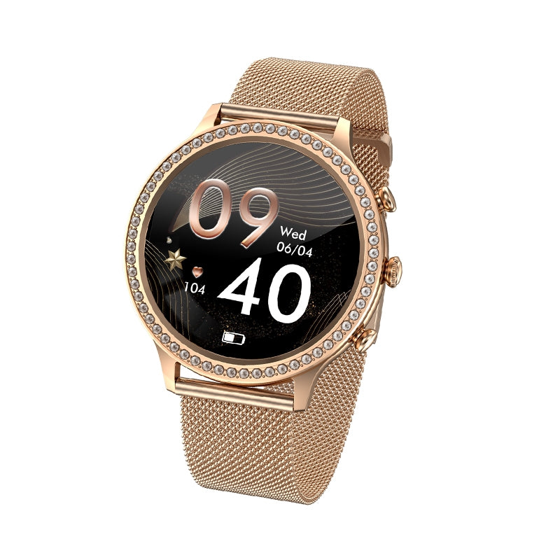 Smartwatch Damski VELTORI VT310-1 Złota Bransoleta + Różowy Pasek Silikonowy