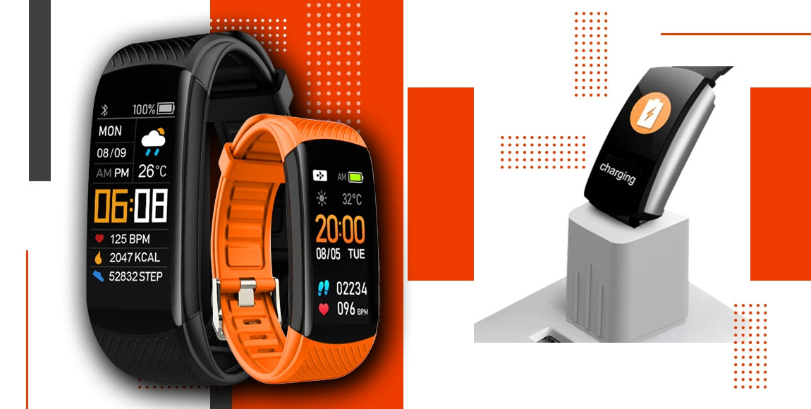 Smartwatch GIEWONT Czarno Pomarańczowy 2 Paski GW200-9