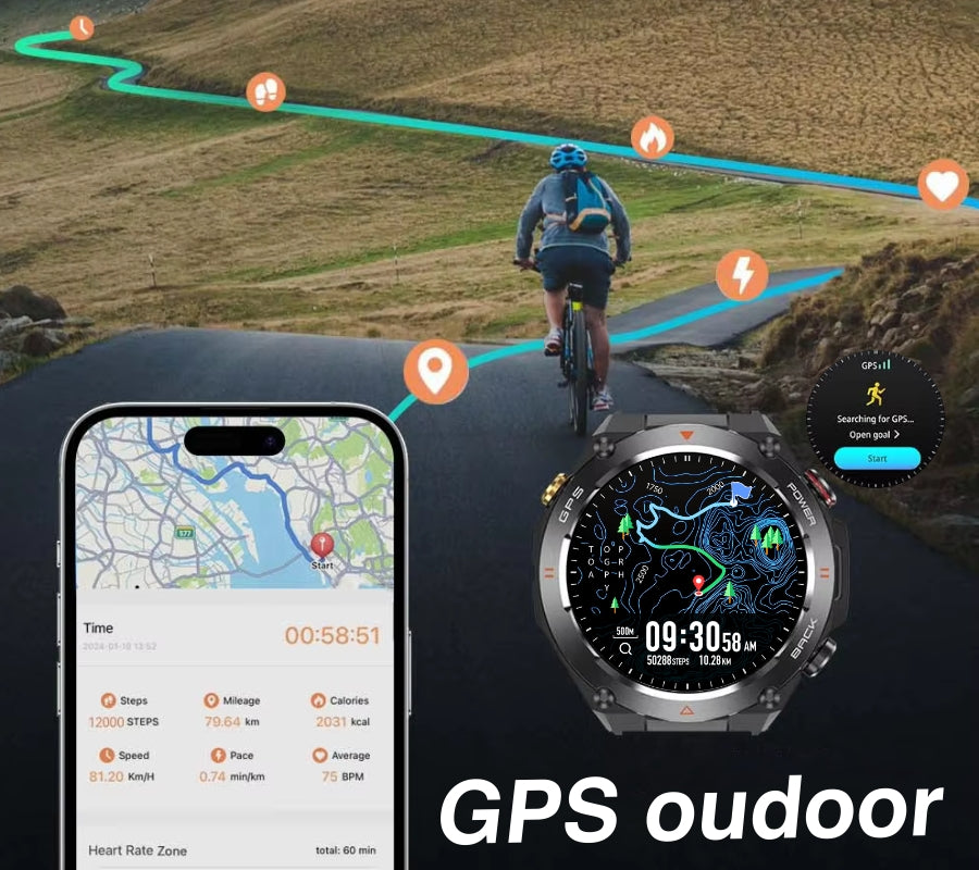 Smartwatch Męski Rubicon RNCF37-1 GPS BLACK